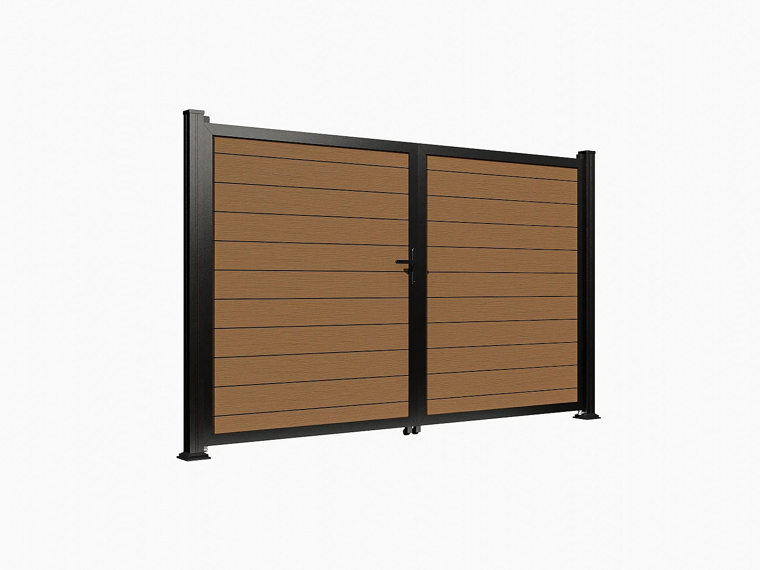 Portail battant plein en bois composite  - L1305 x H183 cm - naturel foncé - SENZIO