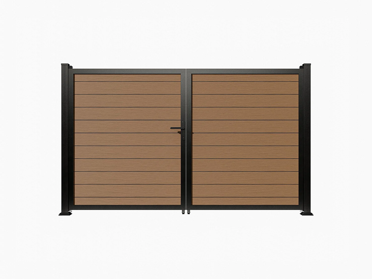 Portail battant plein en bois composite  - L1305 x H183 cm - naturel foncé - SENZIO