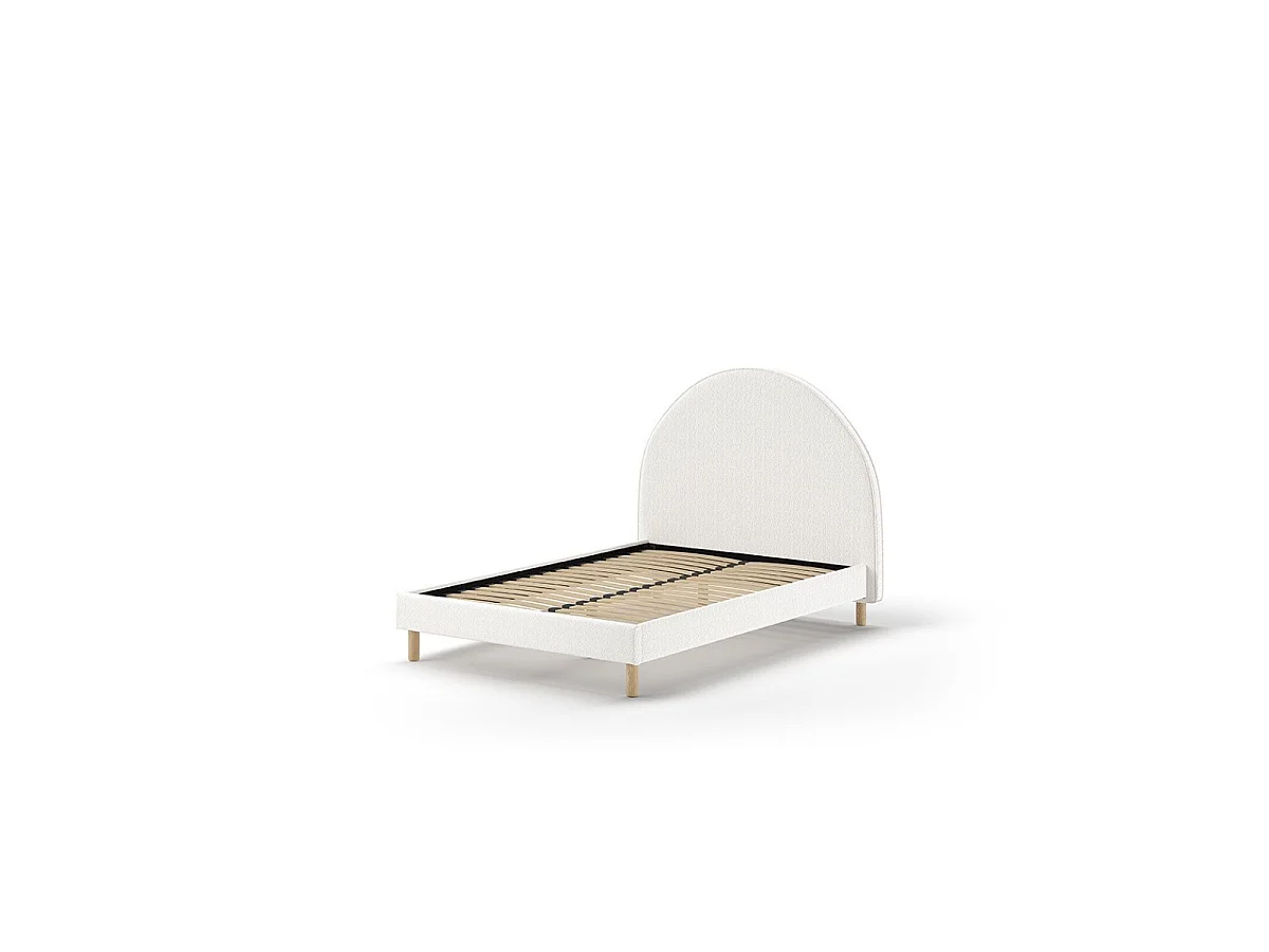 Pack - Lit Adulte & 2 Poufs Bouclés "Moon" 140x200cm Blanc