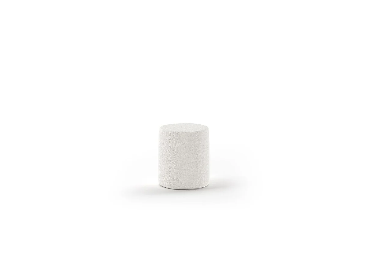 Pack - Lit Adulte & 2 Poufs Bouclés "Moon" 140x200cm Blanc