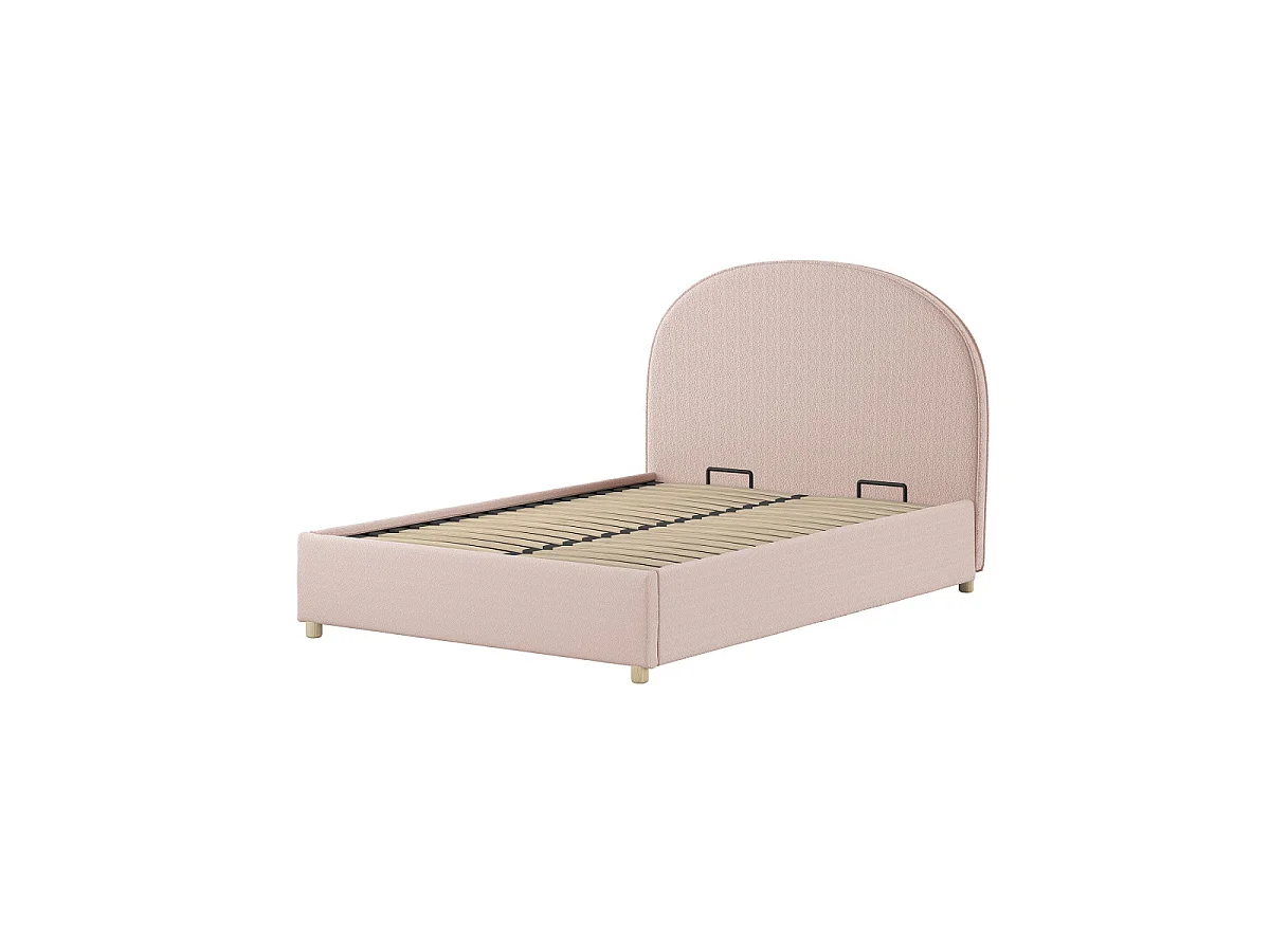Pack - Lit Coffre Adulte & 2 Poufs "Moon" 140x200cm Rose