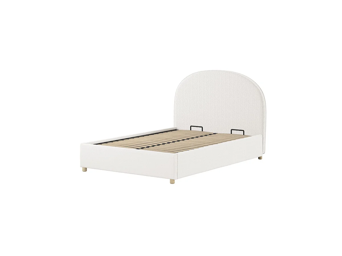 Pack - Lit Coffre Adulte & 2 Poufs "Moon" 140x200cm Blanc