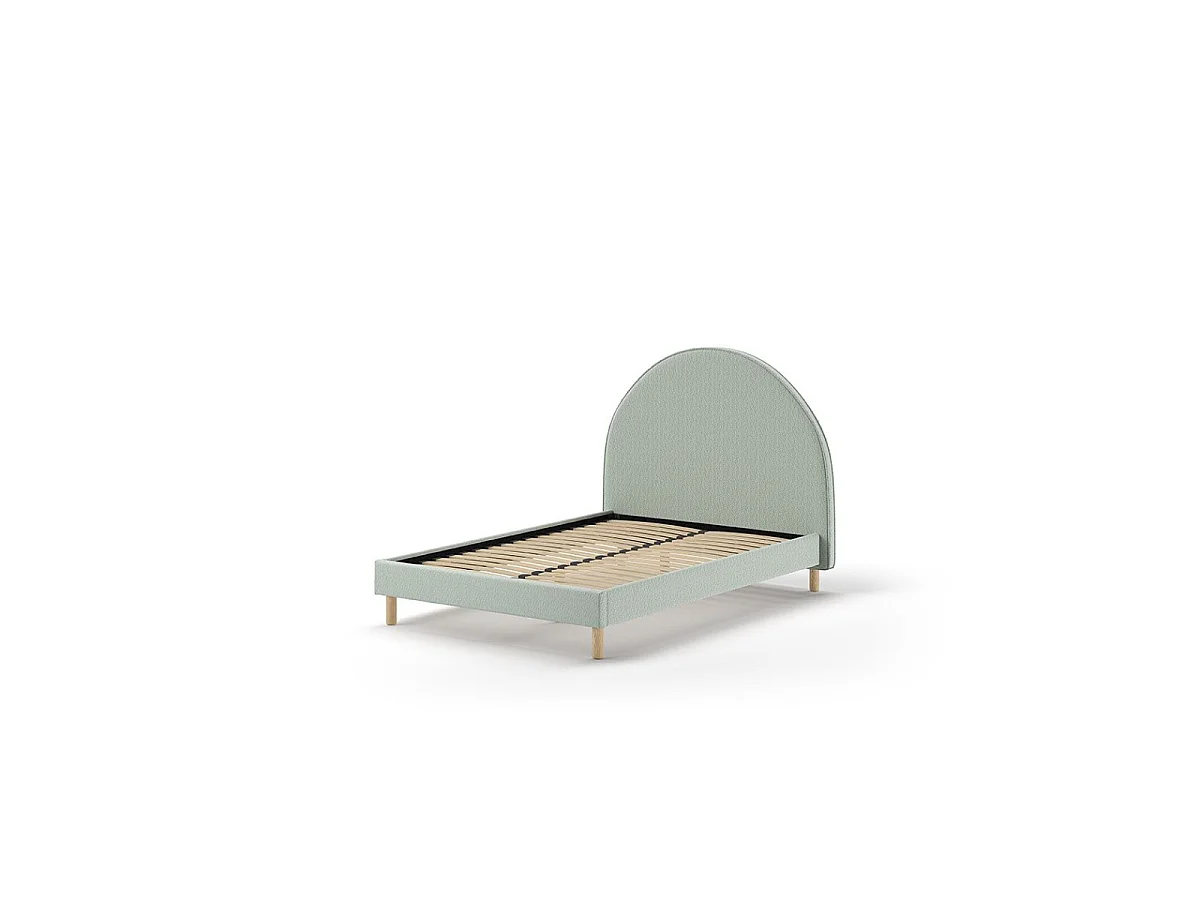 Pack - Lit Adulte & 2 Poufs Bouclés "Moon" 140x200cm Vert