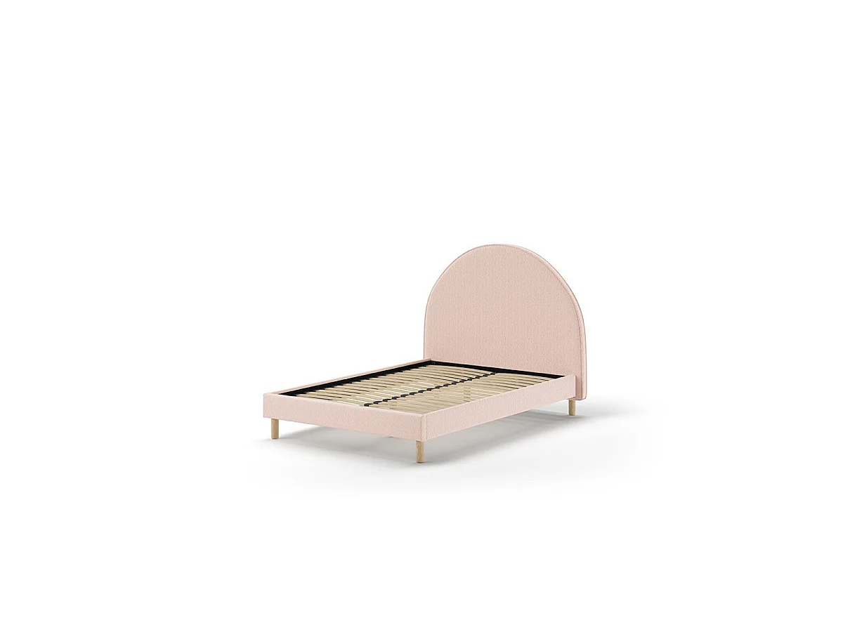 Pack - Lit Adulte & 2 Poufs Bouclés "Moon" 140x200cm Rose