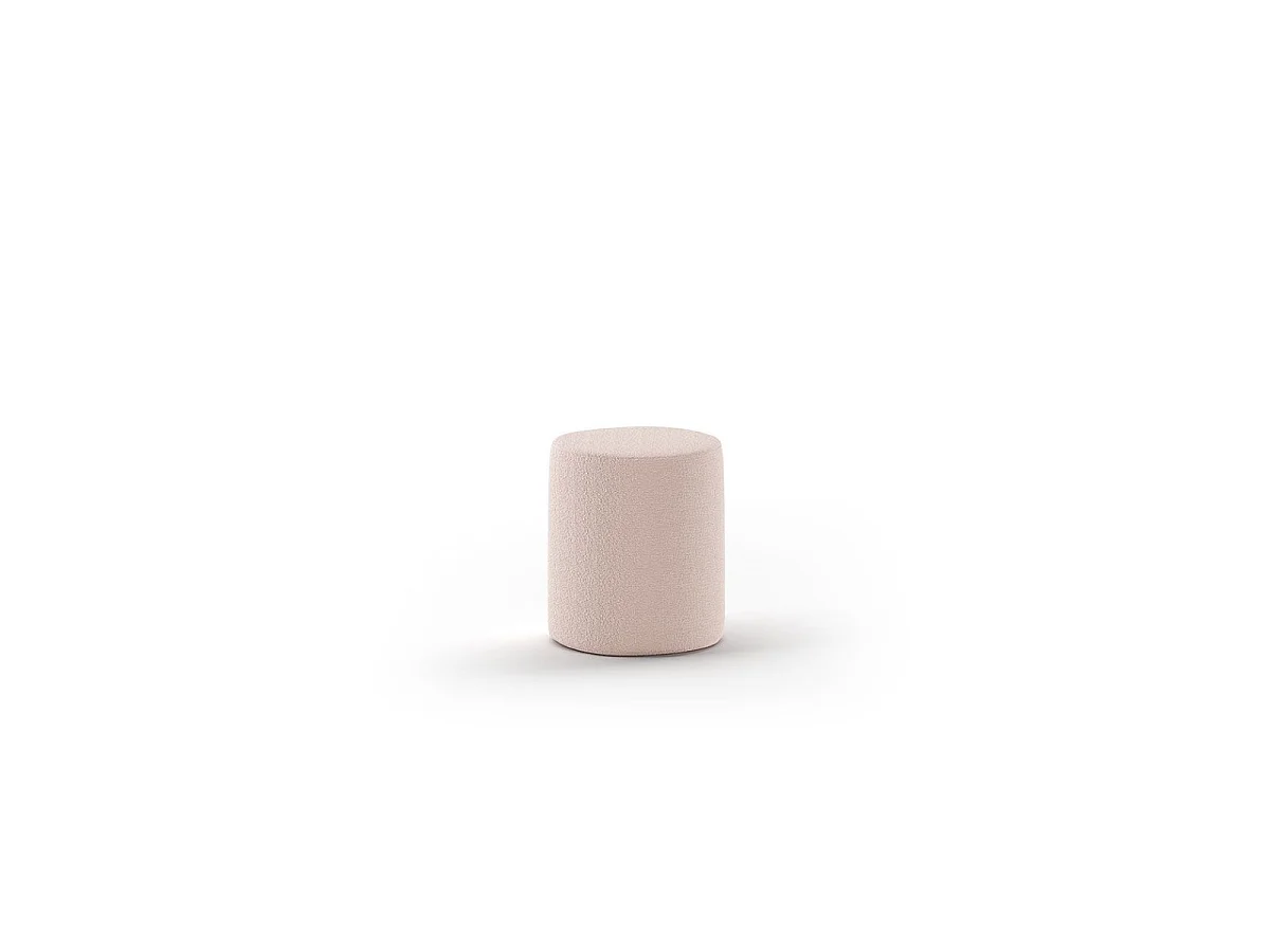 Pack - Lit Adulte & 2 Poufs Bouclés "Moon" 140x200cm Rose