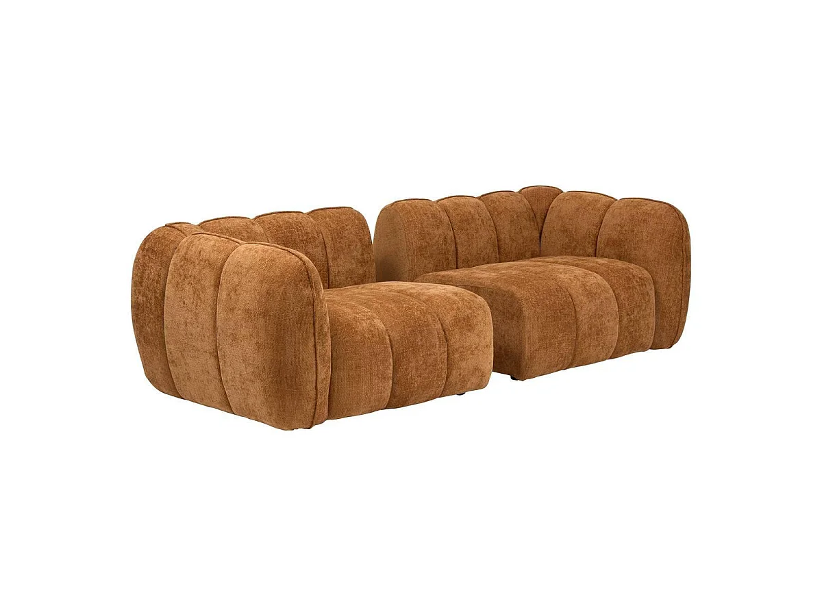 Canapé 3 places en tissu orange CALYRA
