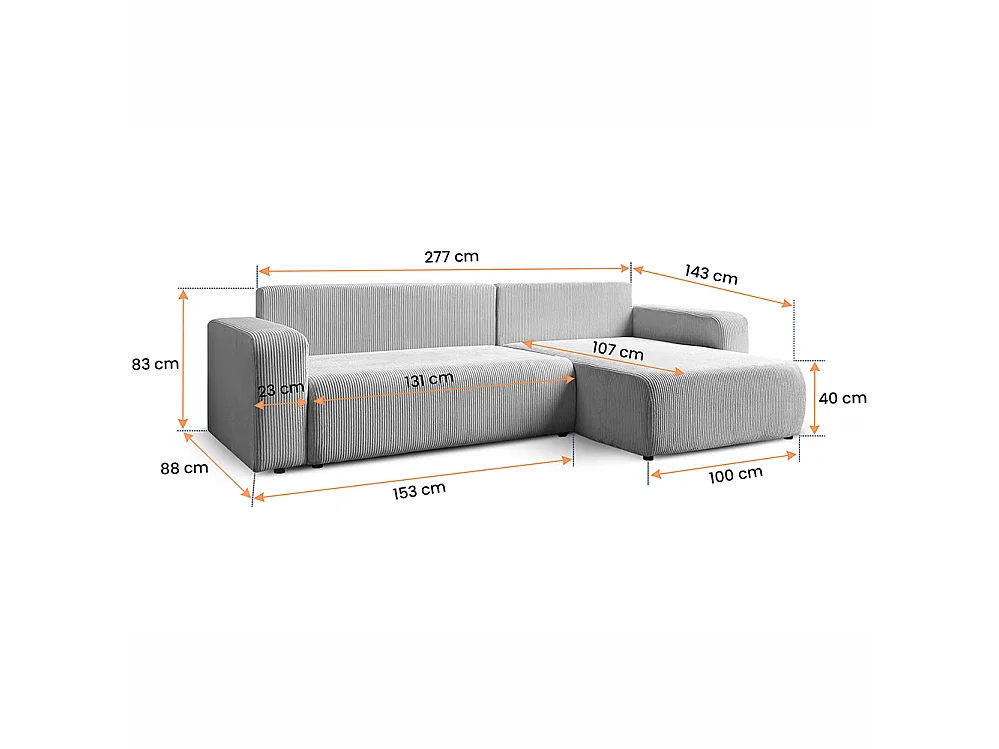 Mia XL Ecksofa, Creme (Poso 100)