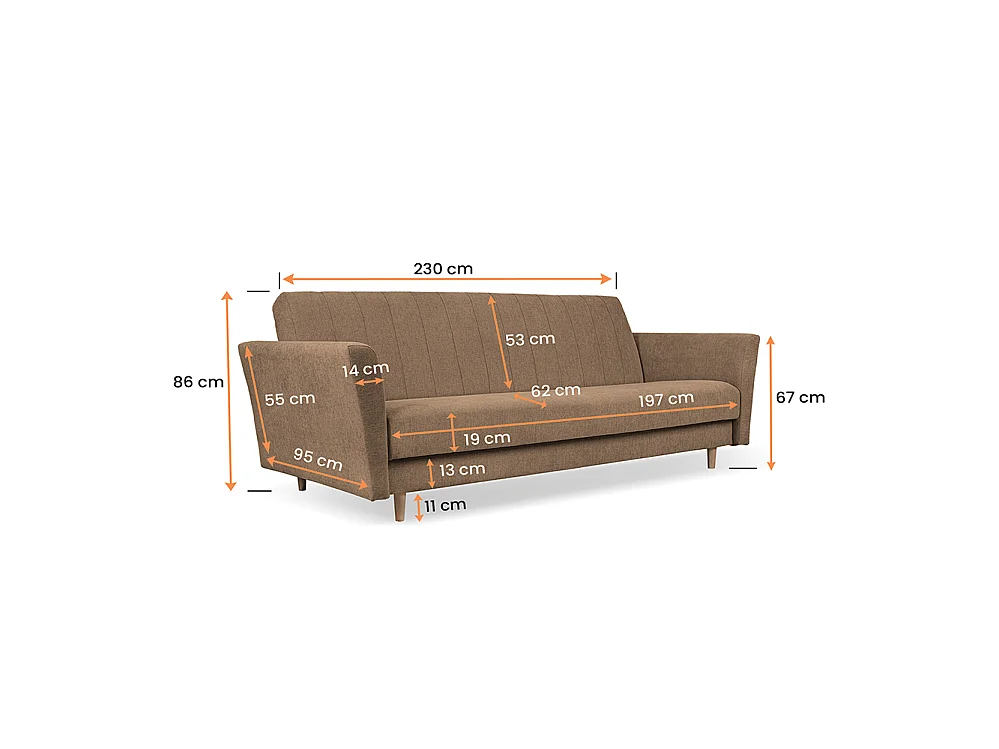 Linea II Sofa, Beige (Scala 14NW)