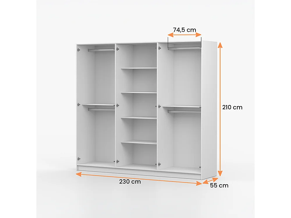 Armoire Rosa VI 6D, couleur noyer