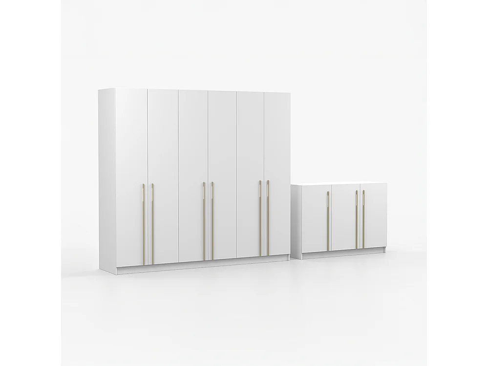 Ensemble armoire et commode Rosa 6D et Rosa 3D, blanc