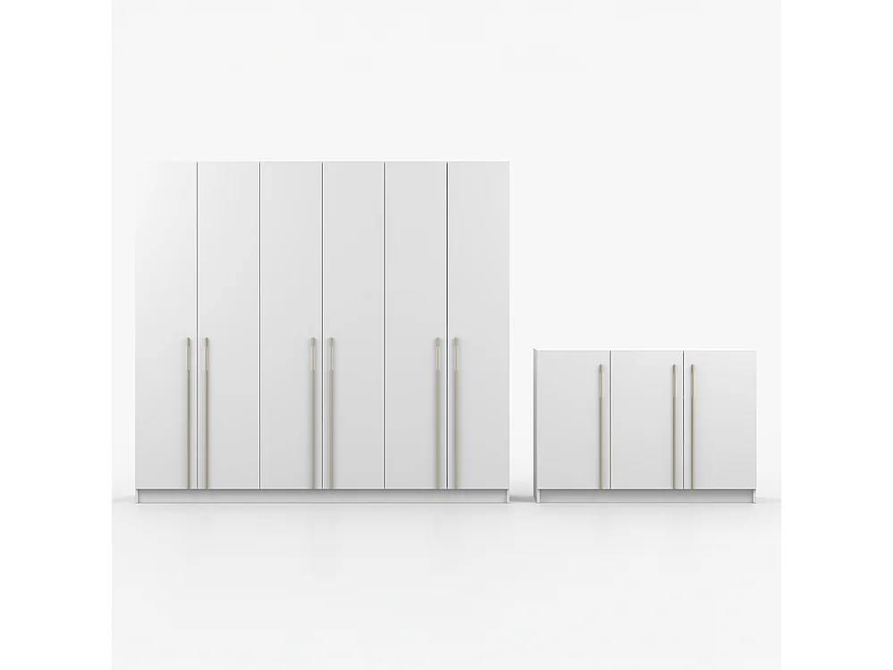 Ensemble armoire et commode Rosa 6D et Rosa 3D, blanc