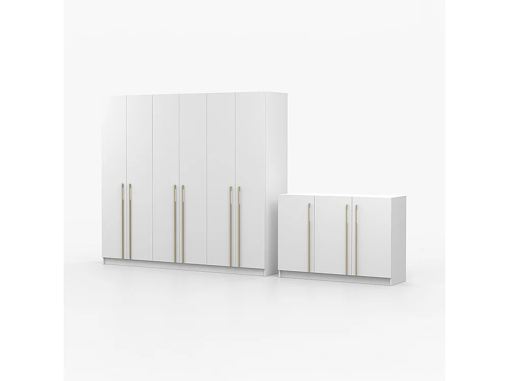 Ensemble armoire et commode Rosa 6D et Rosa 3D, blanc