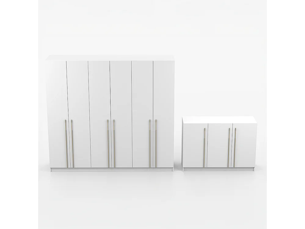 Ensemble armoire et commode Rosa 6D et Rosa 3D, blanc