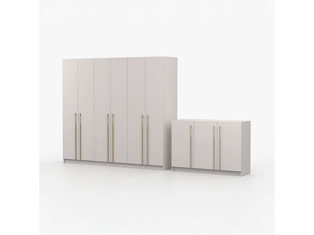 Rosa 6D Rosa 3D III Kleiderschrank- und Kommode-Set, Kaschmir