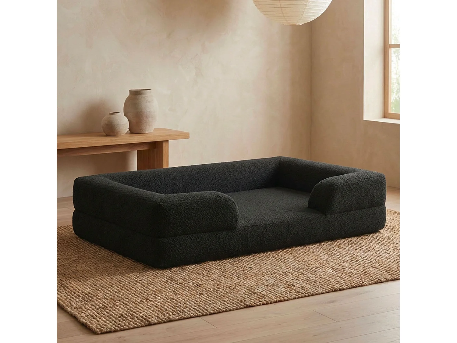 Panier pour chien et chat Chouchon 65x90cm Tissu Bouclette Noir