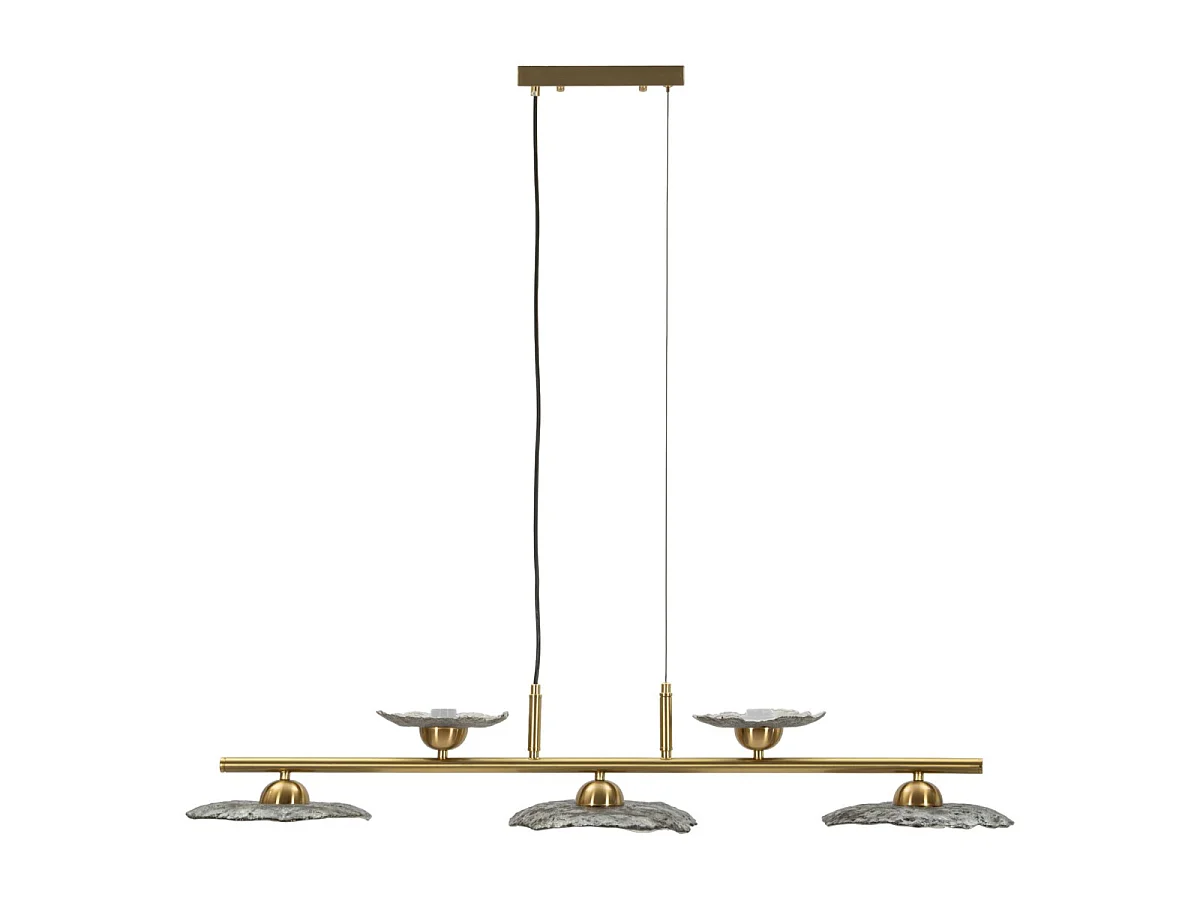 Suspension 5 Lumières "Emily" 100cm Or & Gris