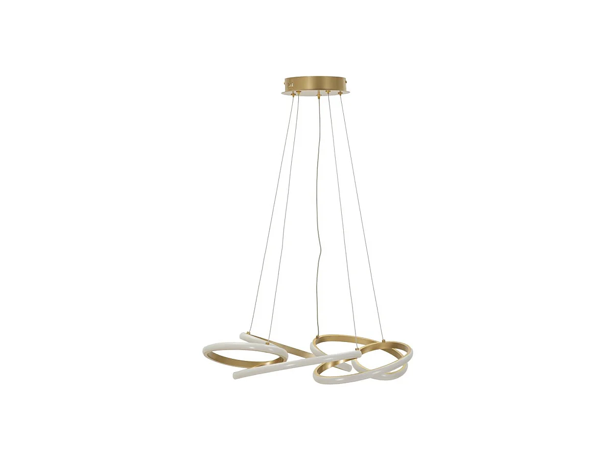 Glovy Gold LED-kroonluchter - Moderne satijngouden hanglamp met 3 kleurtemperaturen - Ø 55x120 cm