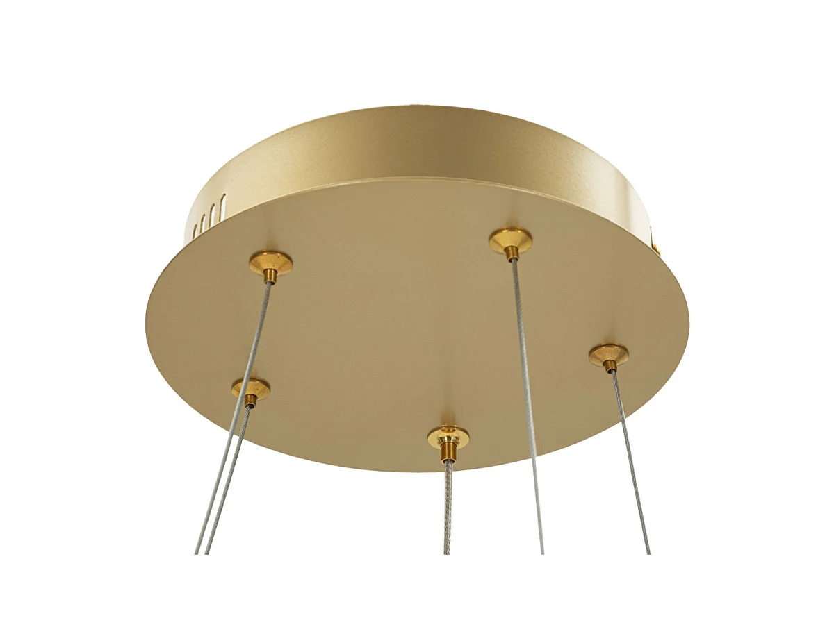 Glovy Gold LED-kroonluchter - Moderne satijngouden hanglamp met 3 kleurtemperaturen - Ø 55x120 cm