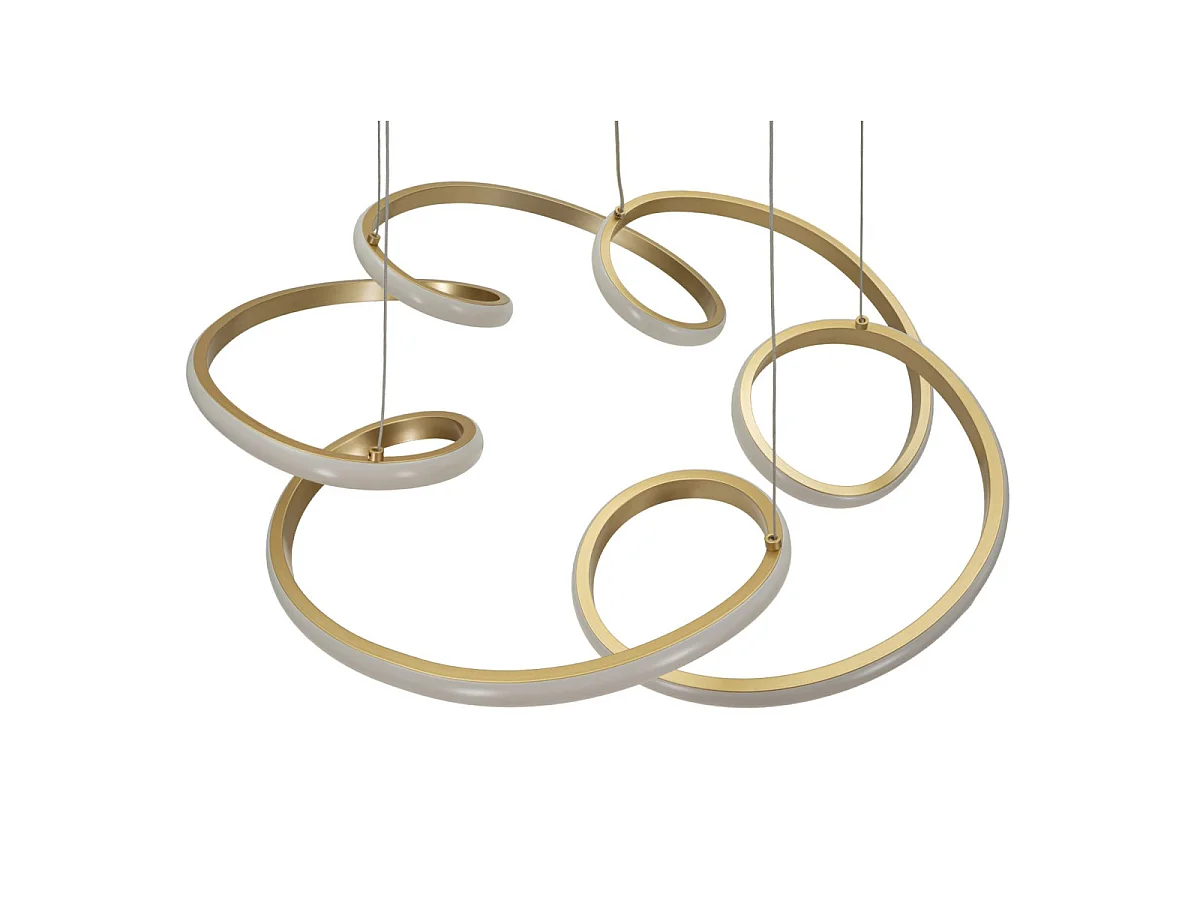 Glovy Gold LED-kroonluchter - Moderne satijngouden hanglamp met 3 kleurtemperaturen - Ø 55x120 cm