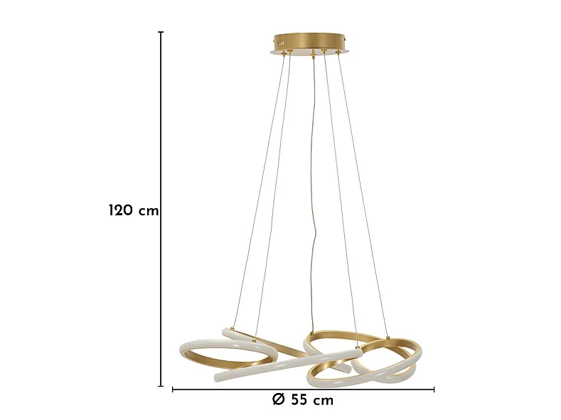 Glovy Gold LED-kroonluchter - Moderne satijngouden hanglamp met 3 kleurtemperaturen - Ø 55x120 cm