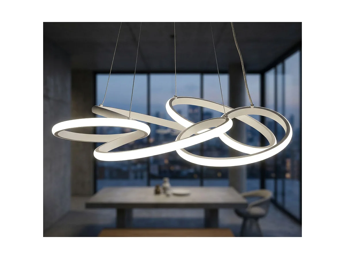 Glovy witte LED-kroonluchter - Moderne dimbare hanglamp met 3 kleurtemperaturen - Ø 55x120 cm