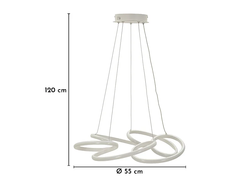 Glovy witte LED-kroonluchter - Moderne dimbare hanglamp met 3 kleurtemperaturen - Ø 55x120 cm