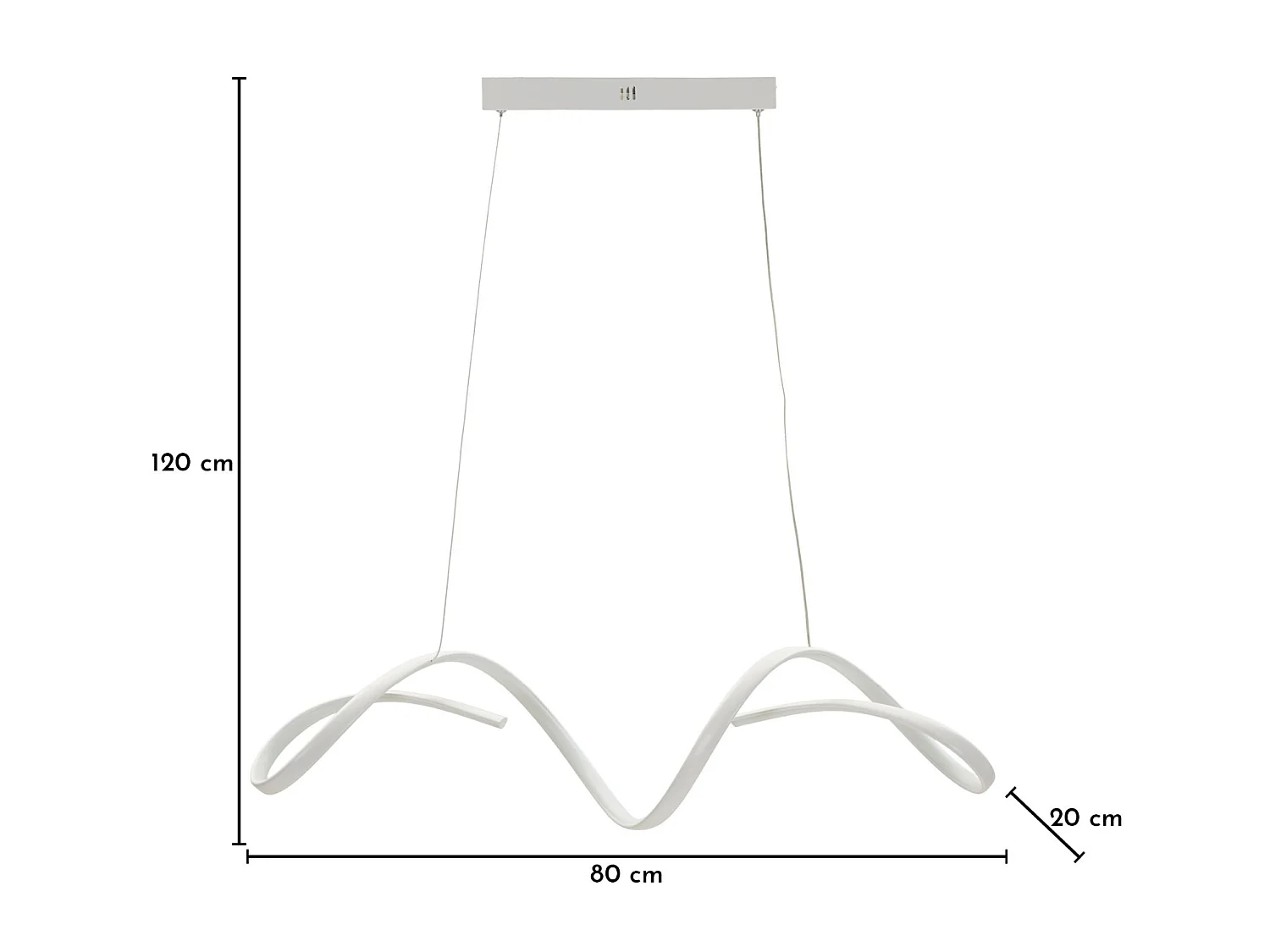 Uter White LED-kroonluchter - Moderne lineaire hanglamp met 3 kleurtemperaturen - 80x20x120 cm