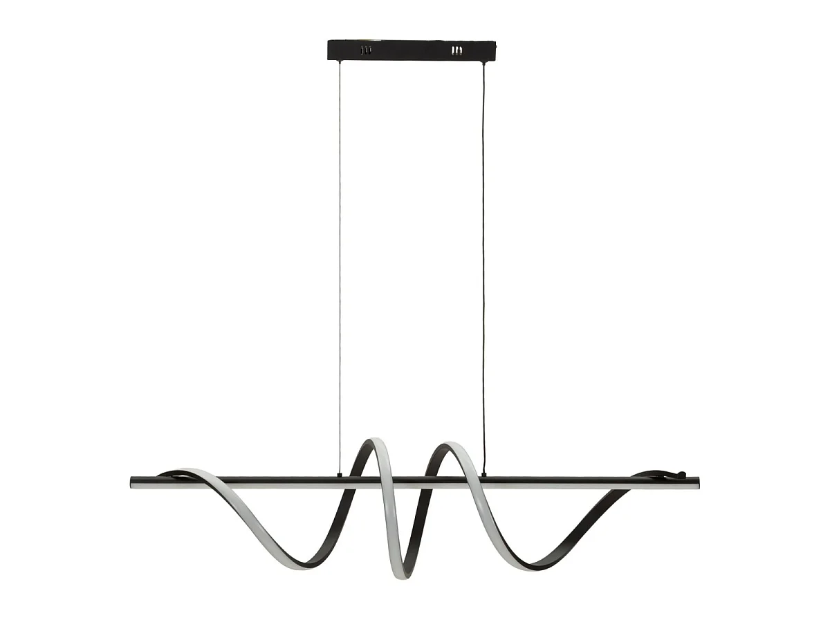 Luminária pendente LED espiral ajustável 65W, 3000K/4000K/6000K, alumínio, ferro e PVC preto/branco, dimerizável, 101x25x30 cm