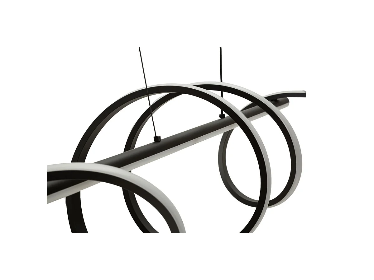 Luminária pendente LED espiral ajustável 65W, 3000K/4000K/6000K, alumínio, ferro e PVC preto/branco, dimerizável, 101x25x30 cm