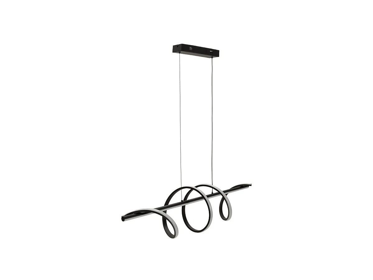 Luminária pendente LED espiral ajustável 65W, 3000K/4000K/6000K, alumínio, ferro e PVC preto/branco, dimerizável, 101x25x30 cm