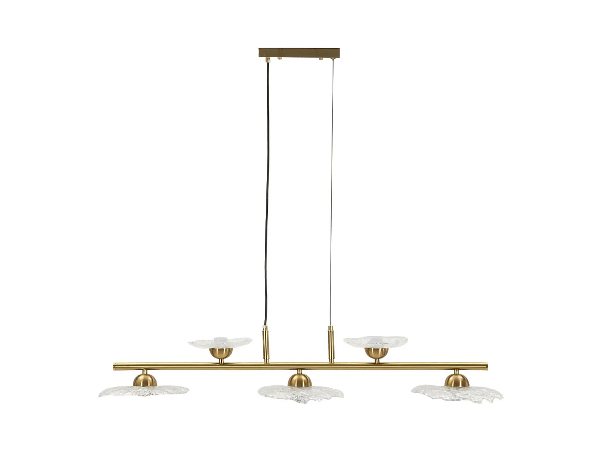 Suspension 5 Lumières "Emily" 100cm Or & Transparent