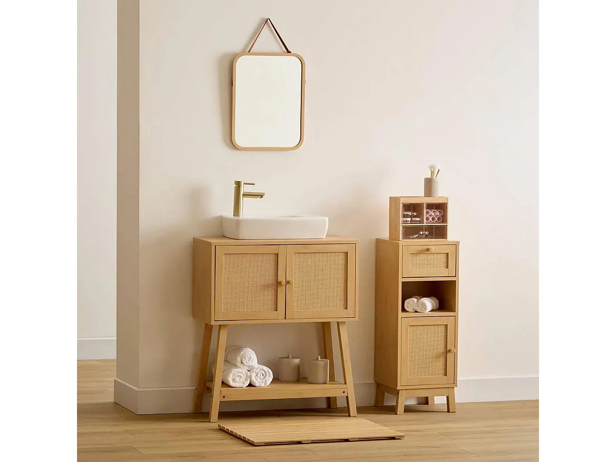 Miroir Mural à Suspendre "Bambou" 45cm Naturel