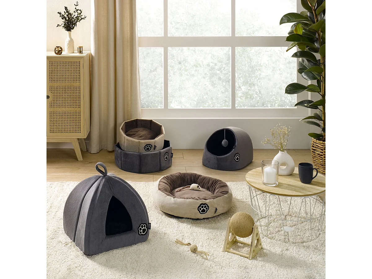 Panier Rond pour Chien & Chat "Patchy" 48cm Gris