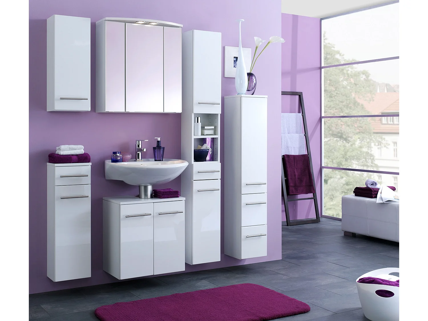 Armoire murale Held Möbel 25 Parma blanc/ brillant blanc B/H/T: 25 x 64 x 20 cm