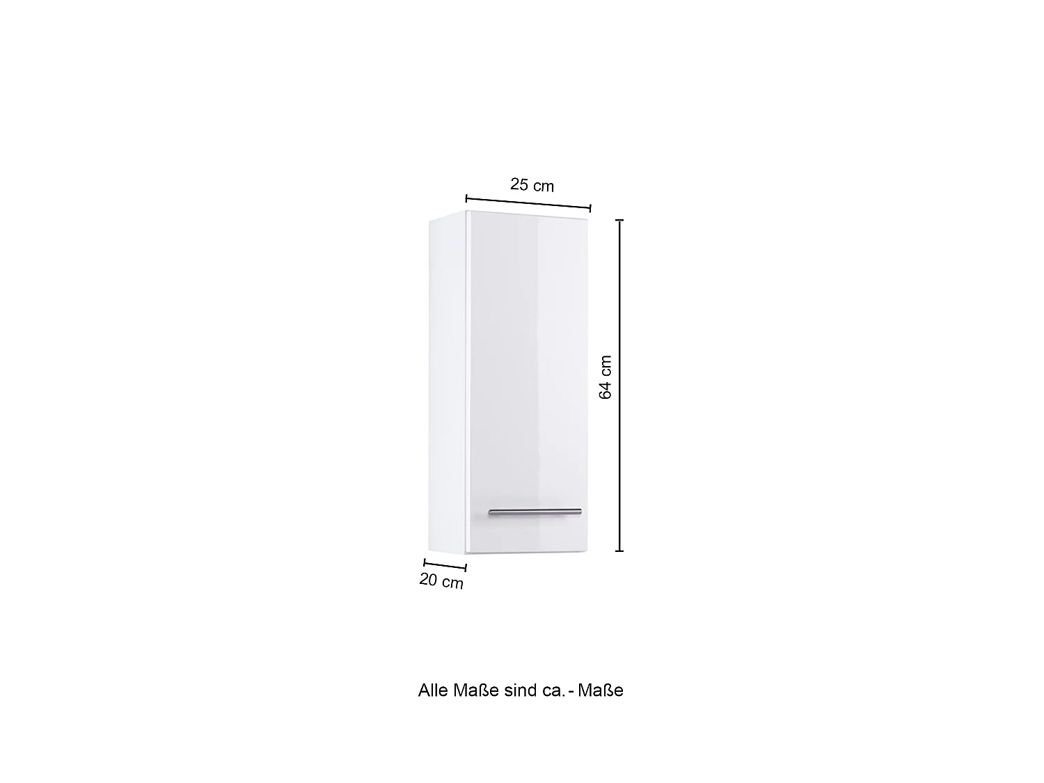 Armoire murale Held Möbel 25 Parma blanc/ brillant blanc B/H/T: 25 x 64 x 20 cm