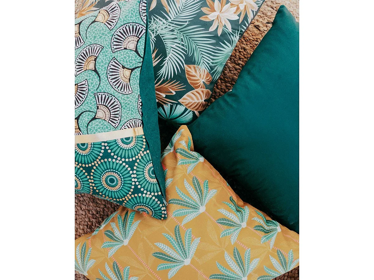 Housse de Coussin Velours "Oasis" 40x40cm Jaune