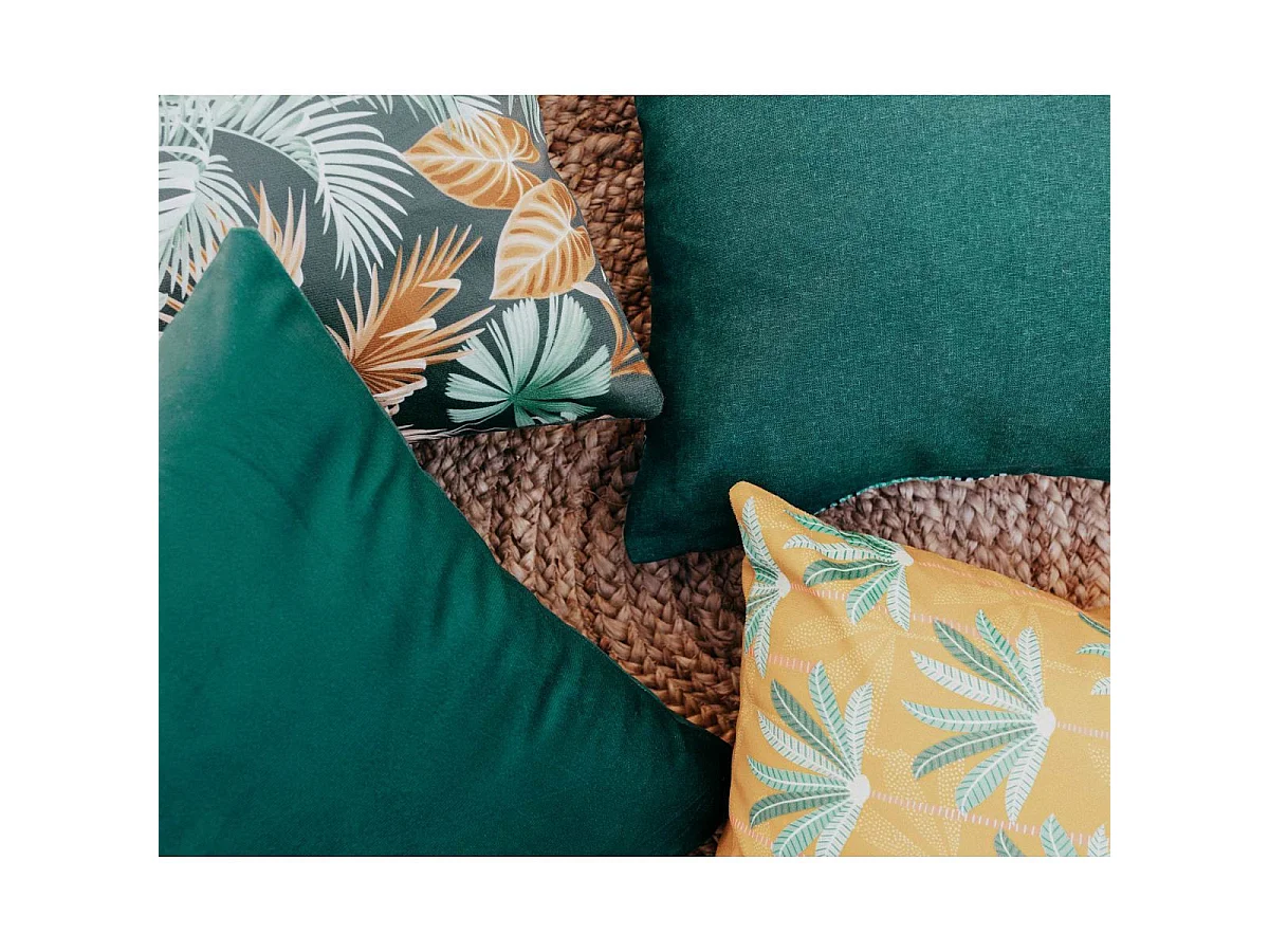 Housse de Coussin Velours "Oasis" 40x40cm Jaune