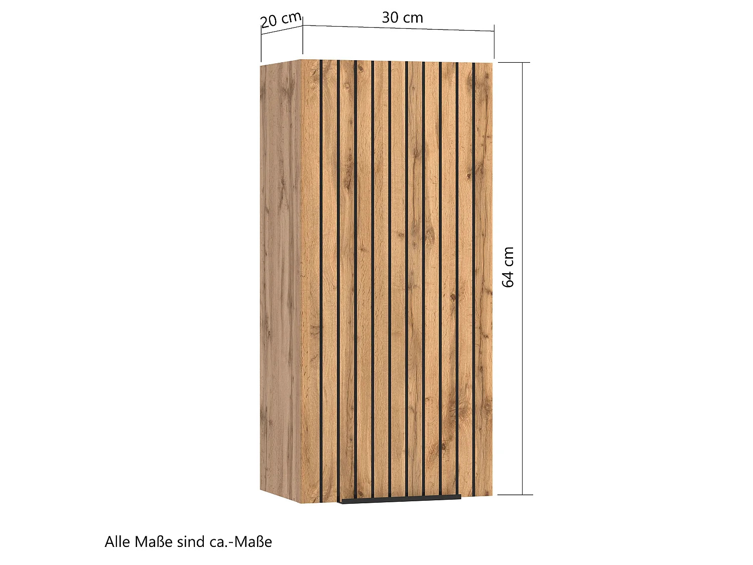 Armoire murale Held Möbel 30 cm Liverpool chêne Wotan / noir (gestreift) 30x64x20 cm