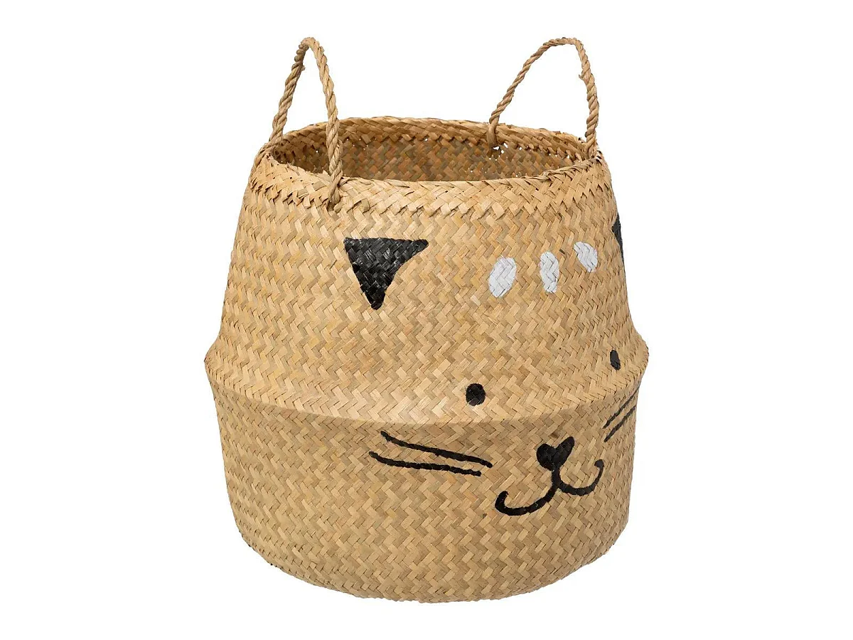 Panier Pliable en Roseau "Chat" 38cm Naturel