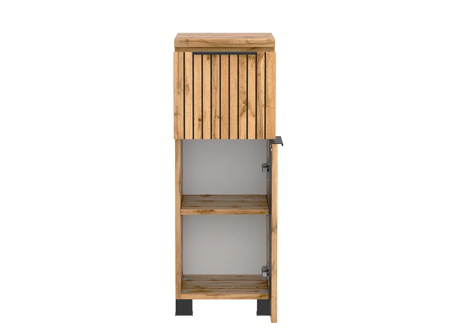 Meuble bas Held Möbel 30 cm Liverpool chêne Wotan / noir (gestreift) 30x79x35 cm