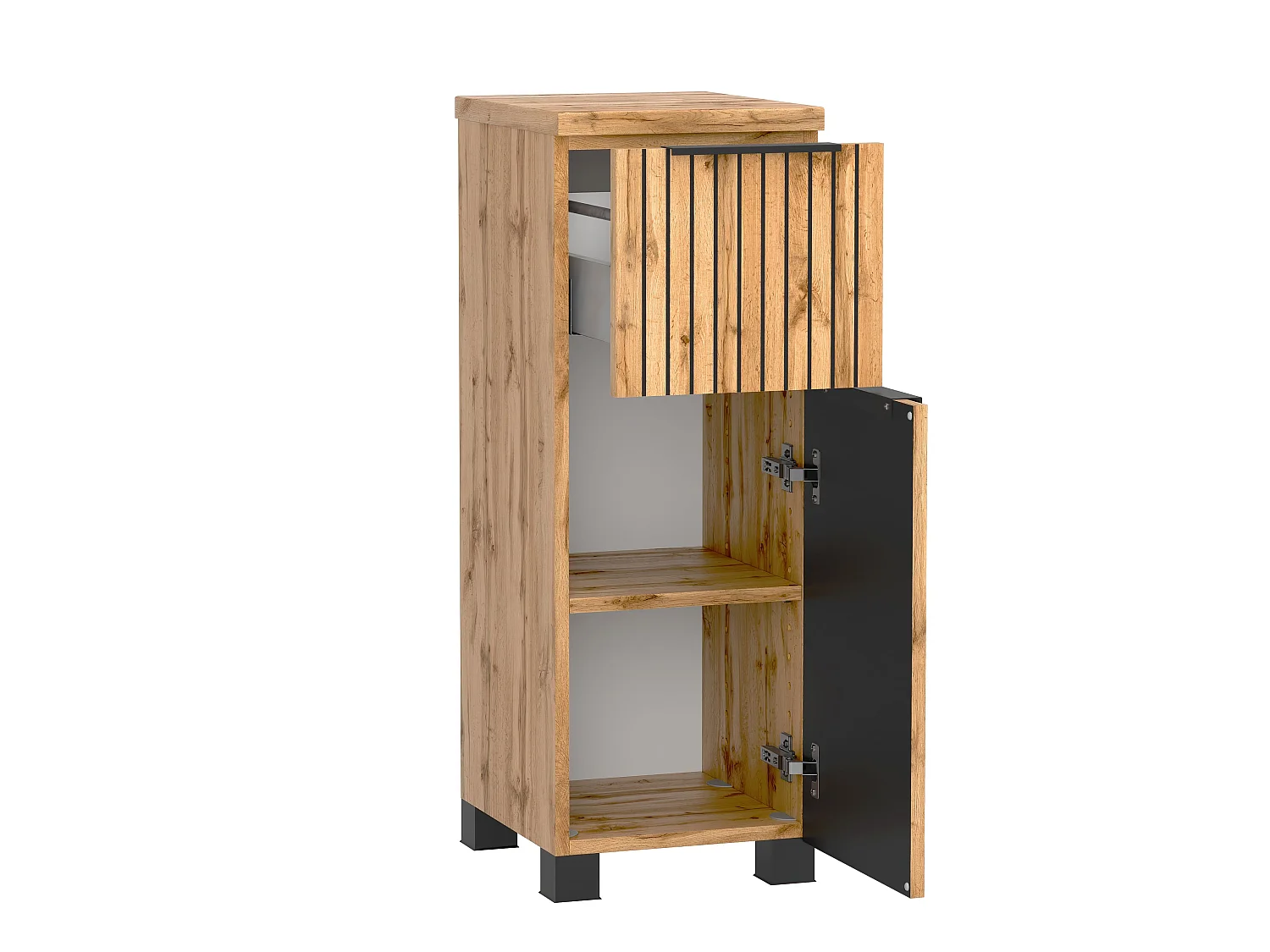 Meuble bas Held Möbel 30 cm Liverpool chêne Wotan / noir (gestreift) 30x79x35 cm