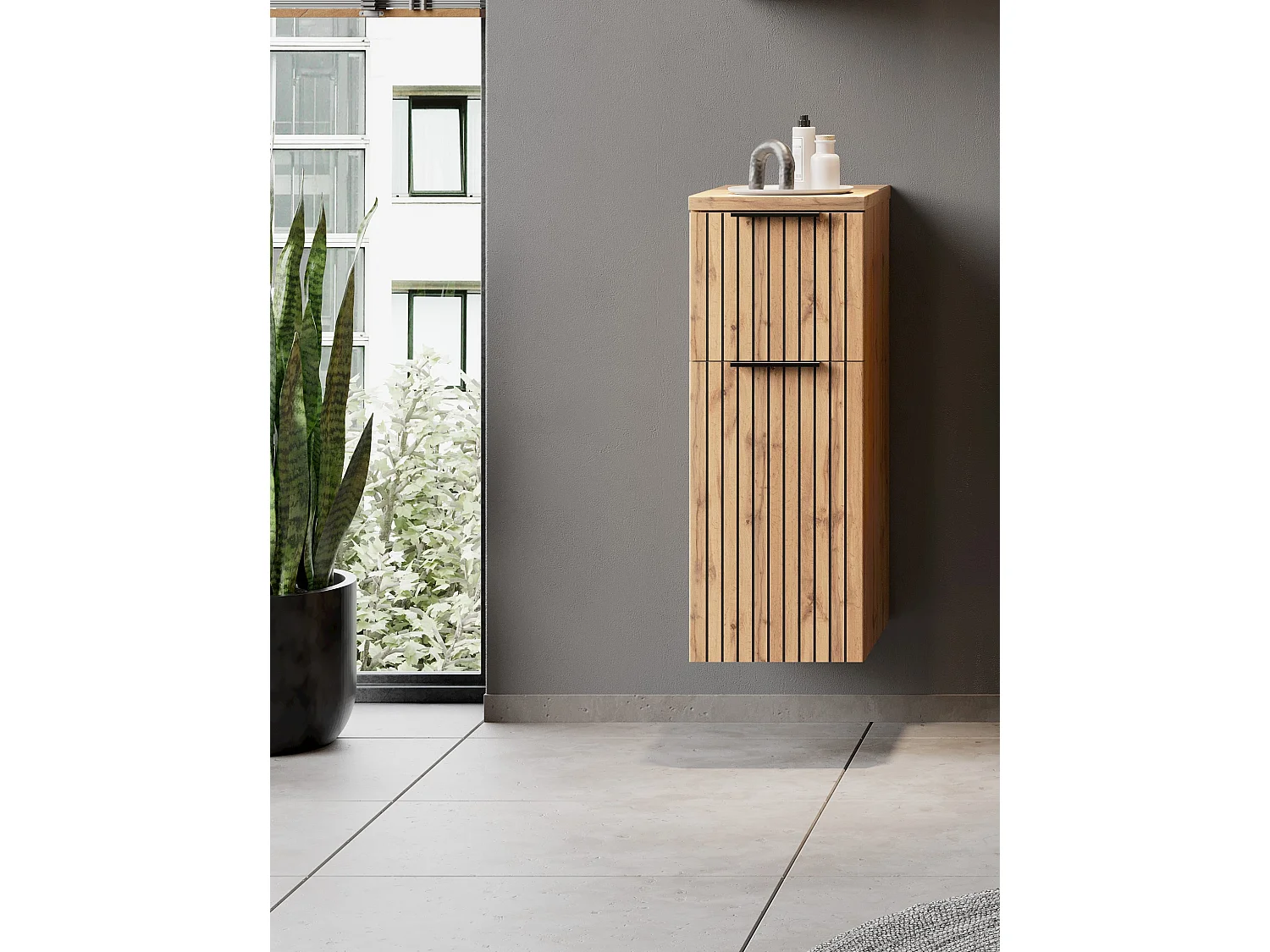 Meuble bas Held Möbel 30 cm Liverpool chêne Wotan / noir (gestreift) 30x79x35 cm
