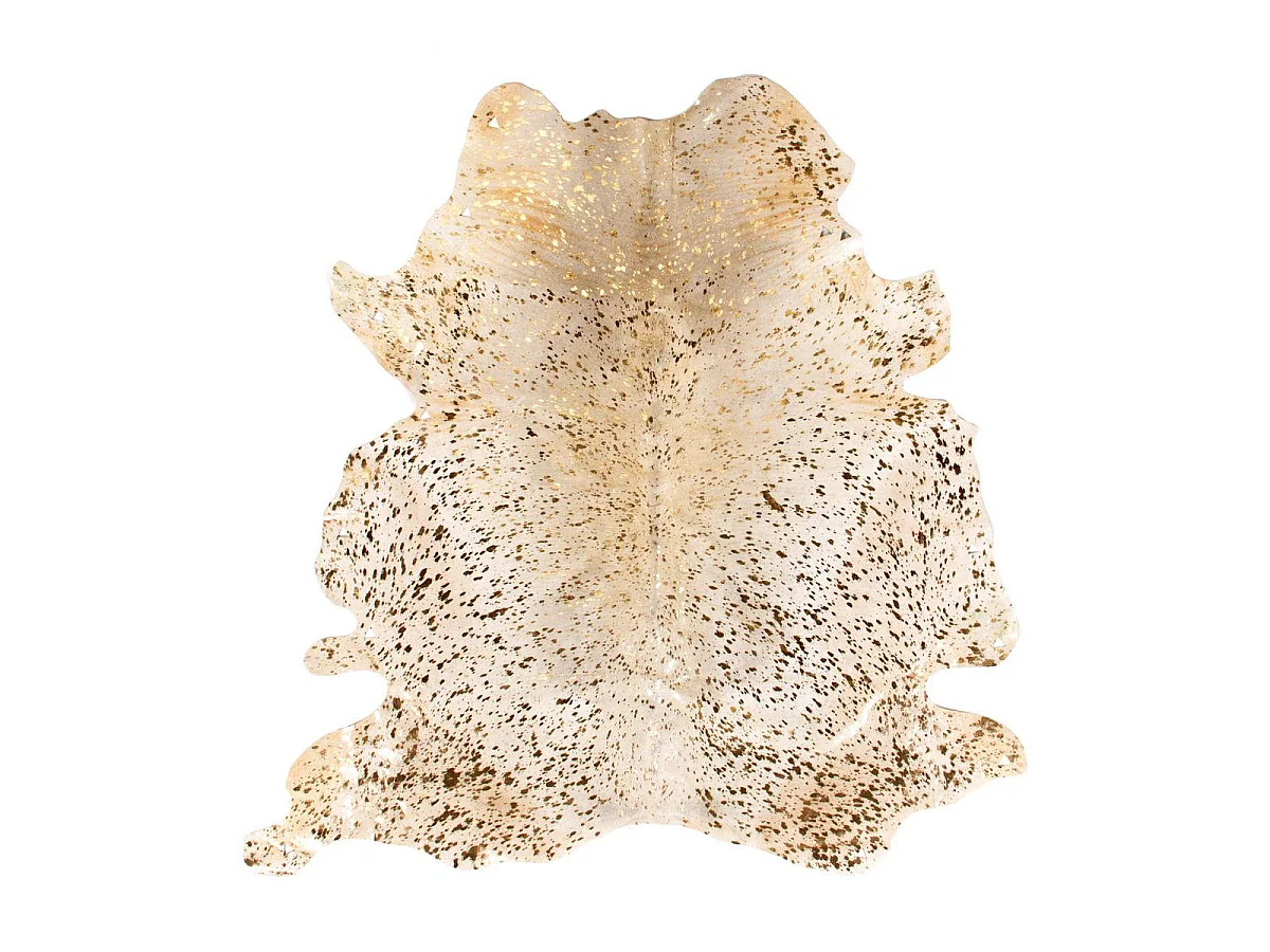 Tapis Peau de Vache "Fly" Blanc & Or Entre 1,35 et 1,65 m2