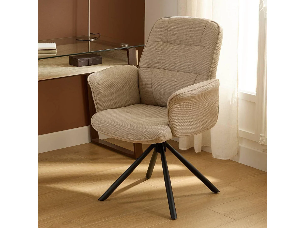 Fauteuil de Bureau Pivotant "Sisco" 98cm Beige