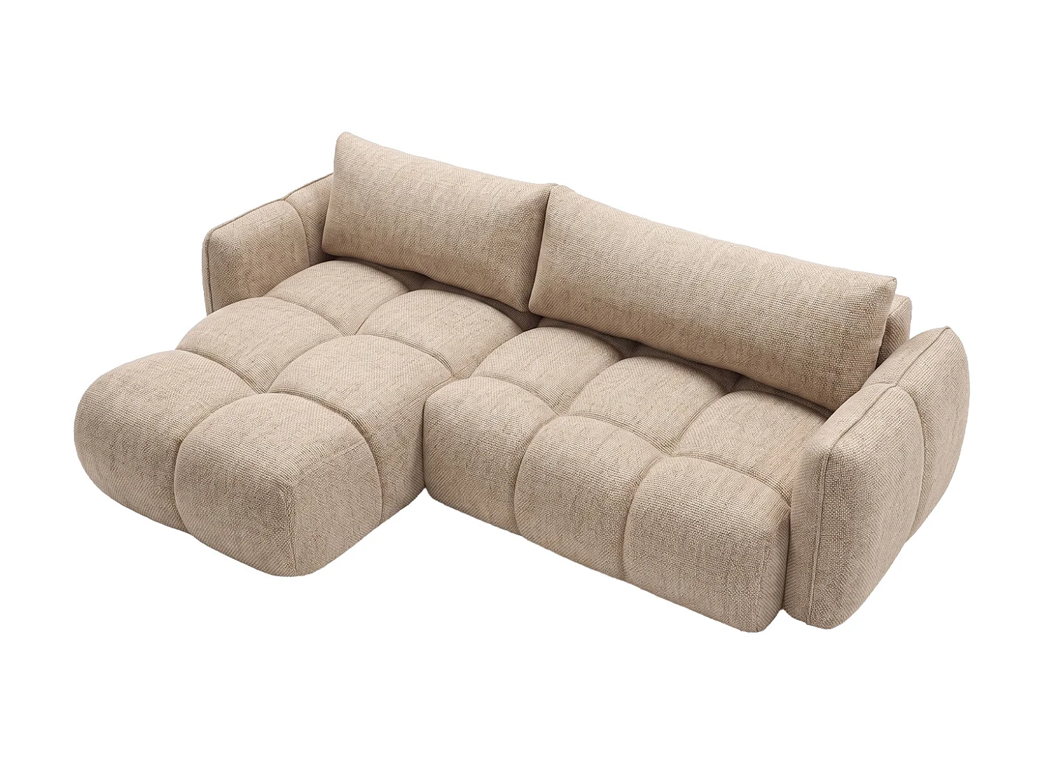 Canapé d’angle en L avec fonction couchage, Nexi, beige clair, gauche, BELVEDER L