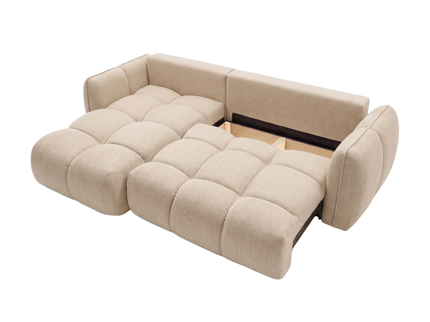 Canapé d’angle en L avec fonction couchage, Nexi, beige clair, gauche, BELVEDER L