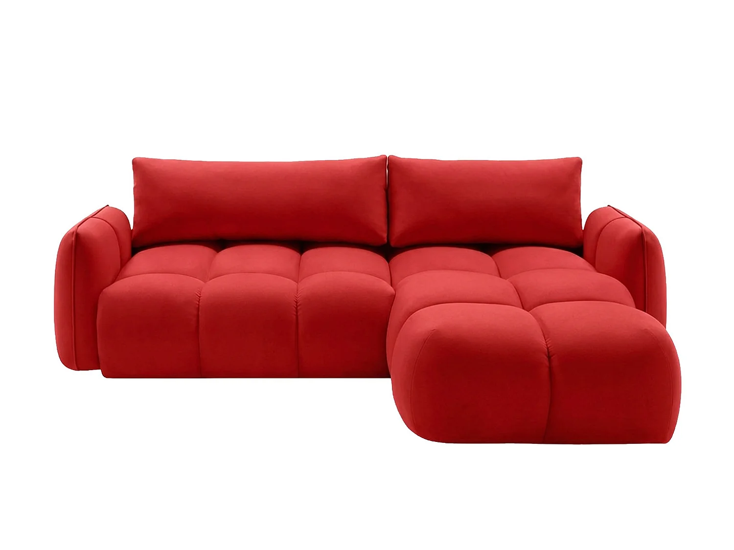 Divano angolare a L con funzione letto, tessuto velluto Bluvel, rosso vino, destra, BELVEDER L