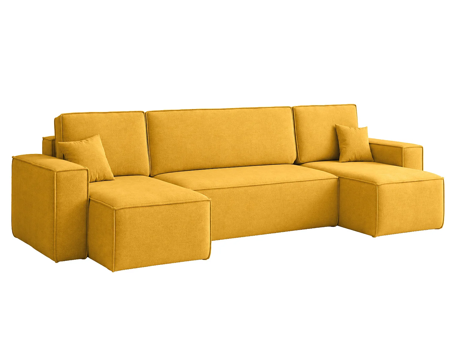 Canapé d’angle en U avec fonction couchage et coffre de rangement, tissu velours Bluvel, doré, BEST U