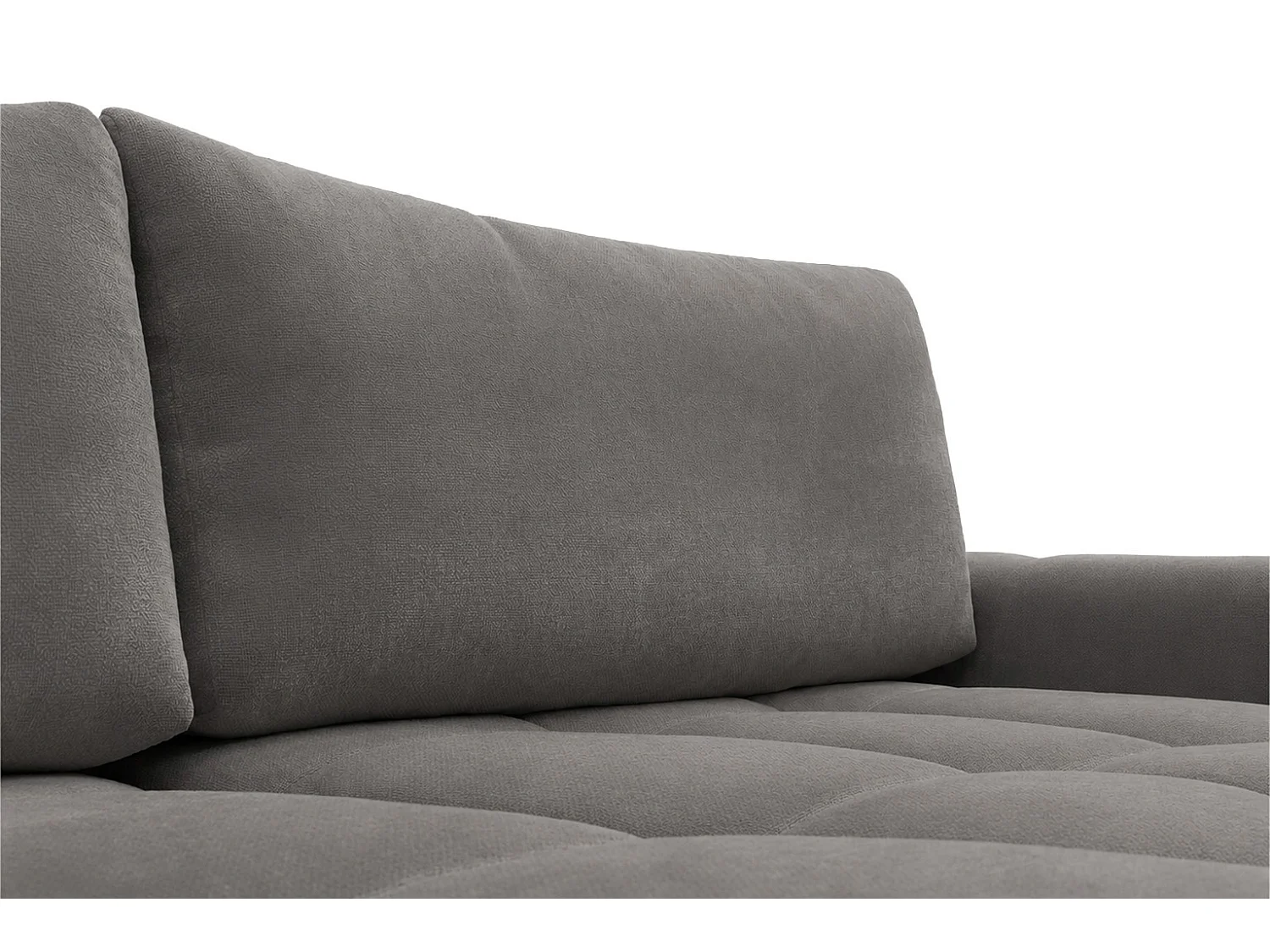 Canapé d’angle en L avec fonction couchage, tissu velours Bluvel, gris cendré, droite, BELVEDER L