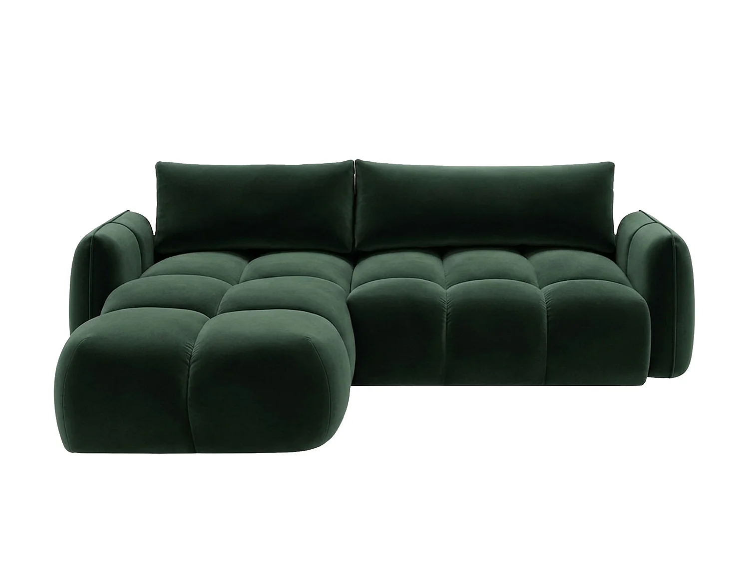 Divano angolare a L con funzione letto, tessuto velluto Bluvel, verde, sinistra, BELVEDER L